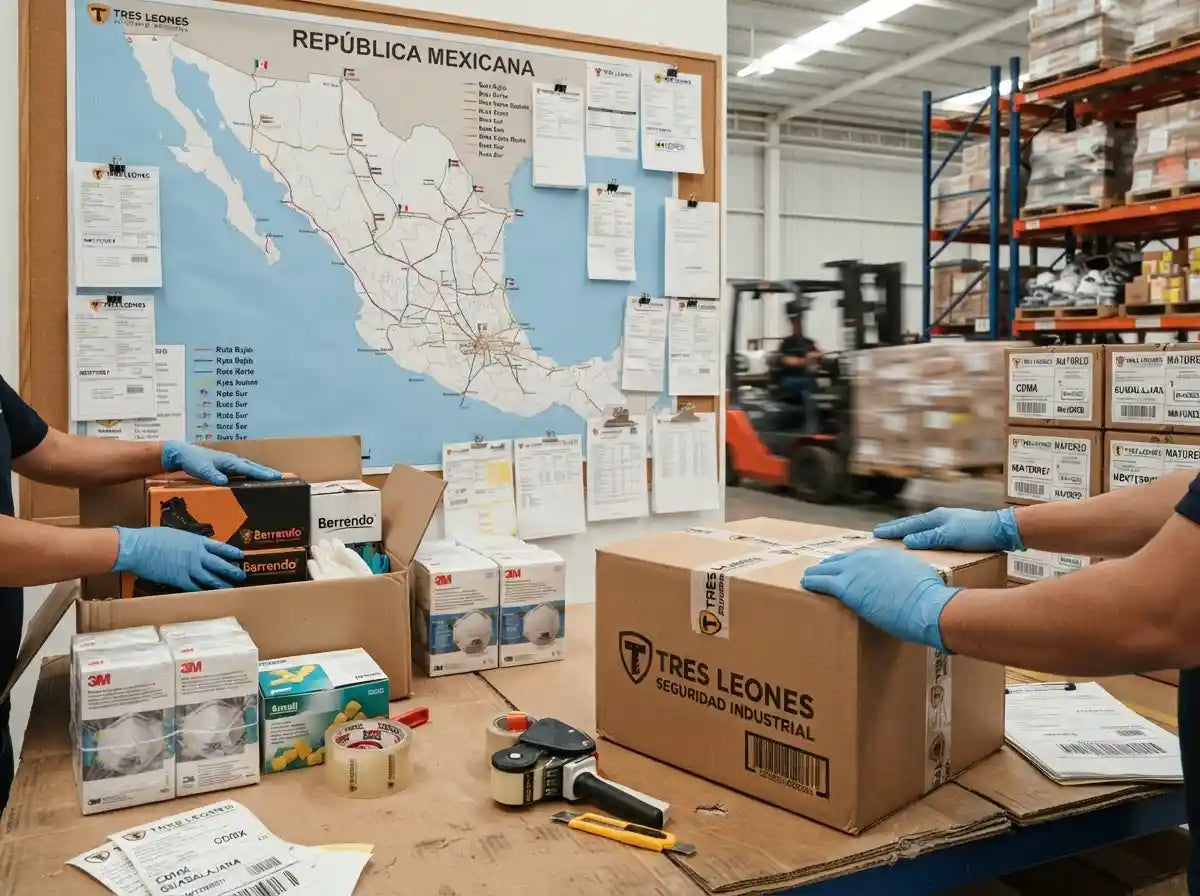 Flotilla de distribución y paquetes empaquetados de equipo de protección industrial listos para envíos nacionales